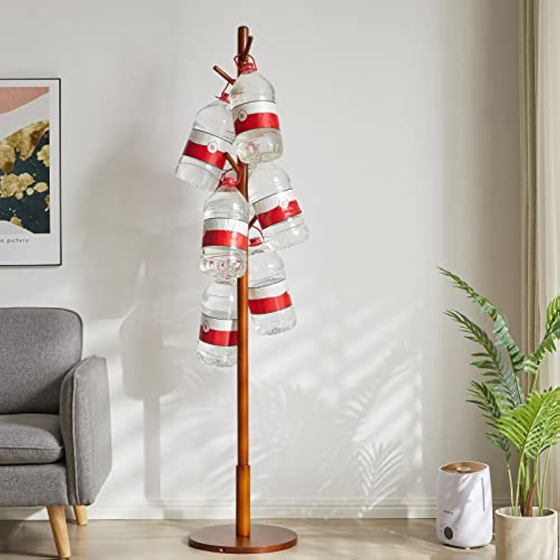 Hall Coat Tree – 8 Hooks Free Standing Rack, Brown
