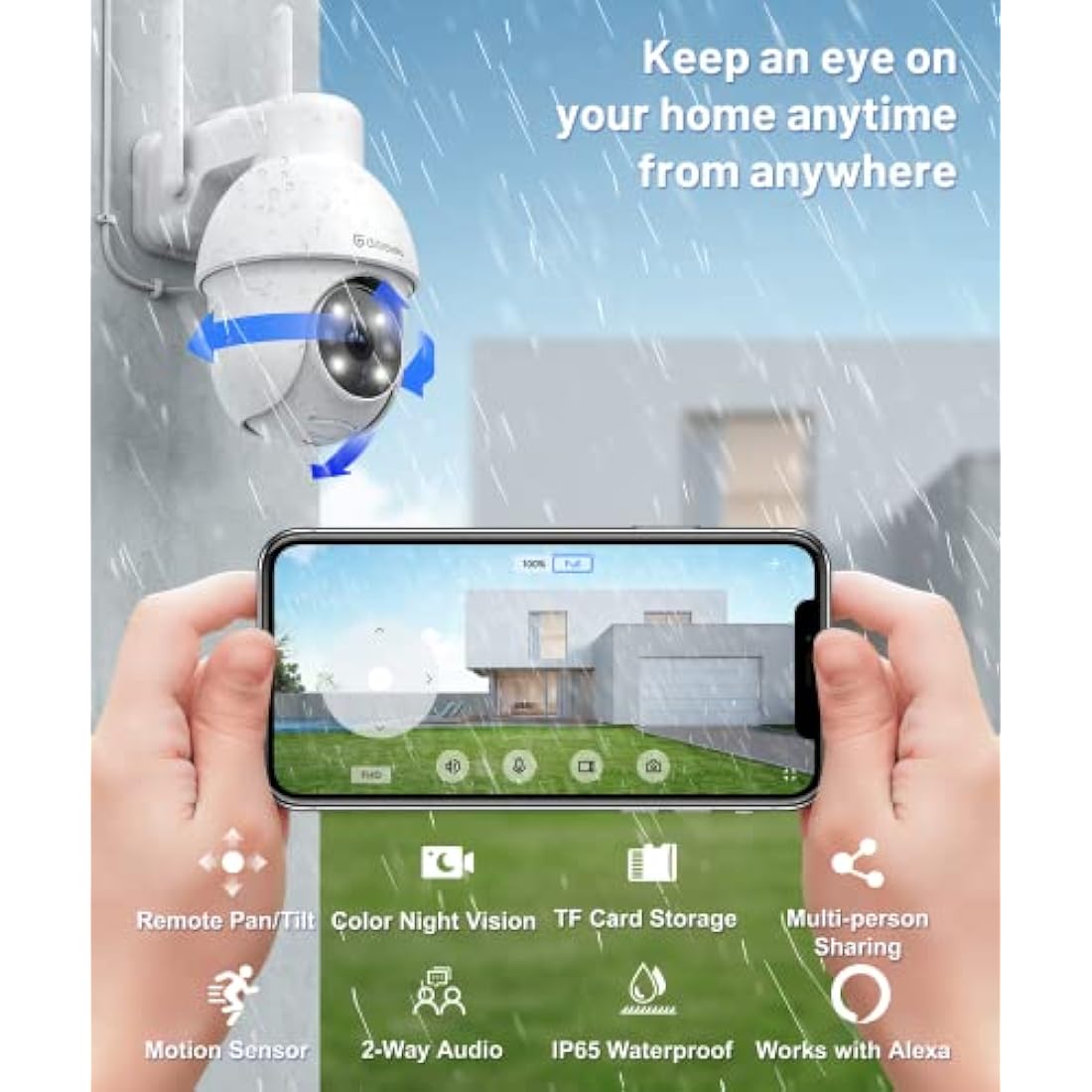 GALAYOU 2K Outdoor Security Camera | 360° Pan-Tilt WiFi CCTV with Night Vision