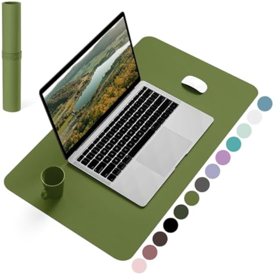 YSAGi Leather Desk Pad – Waterproof Non-Slip Writing Mat, Grass Green