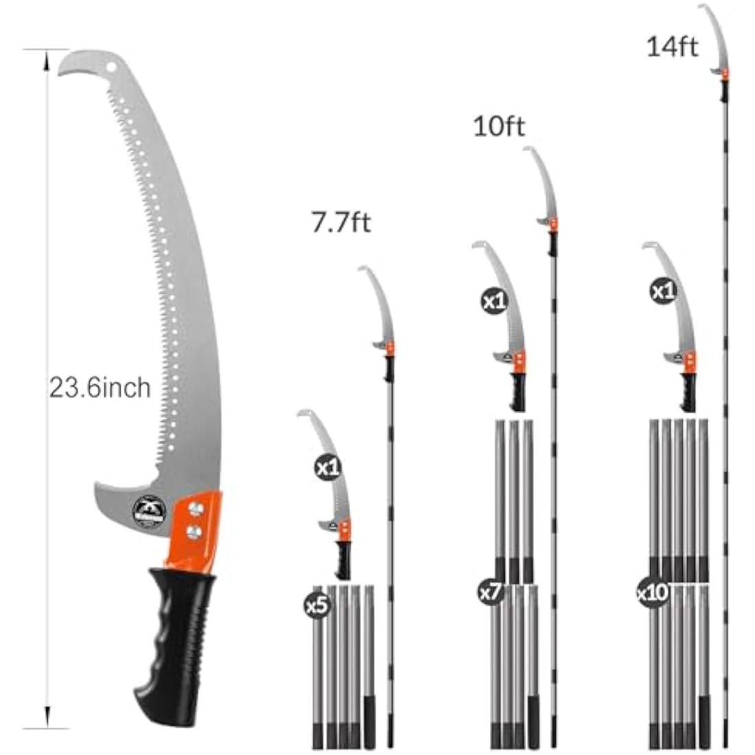Walensee Pole Saw for Tree Trimming | 235cm Stainless Steel Manual Pruner