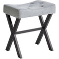 IBUYKE U-Shaped Linen Vanity Stool – Blue Gray Square Makeup Ottoman