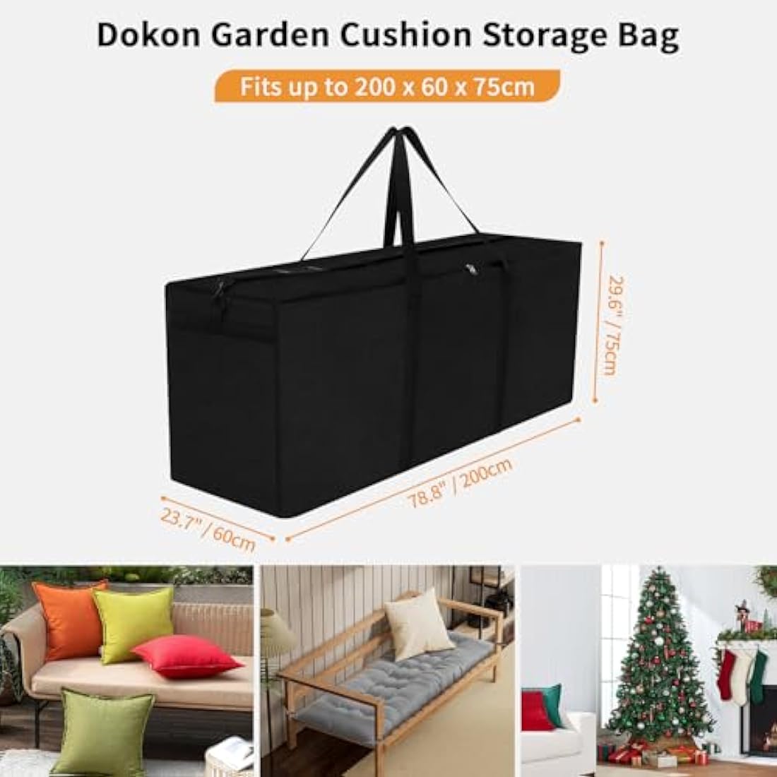 Dokon Waterproof Garden Cushion & Christmas Tree Storage Bag – Black
