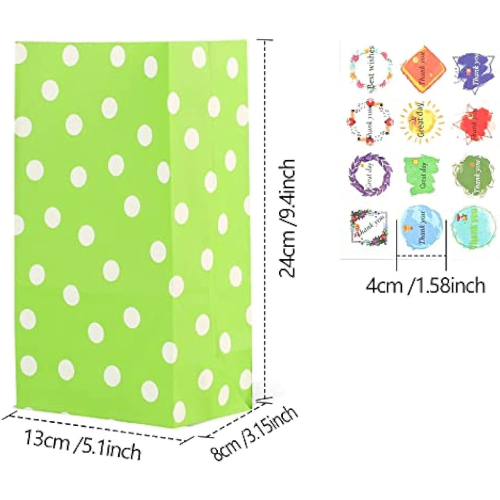 TOOELMON 50pcs Kraft Paper Party Bags with Stickers – Dots Goodie Treat Bags