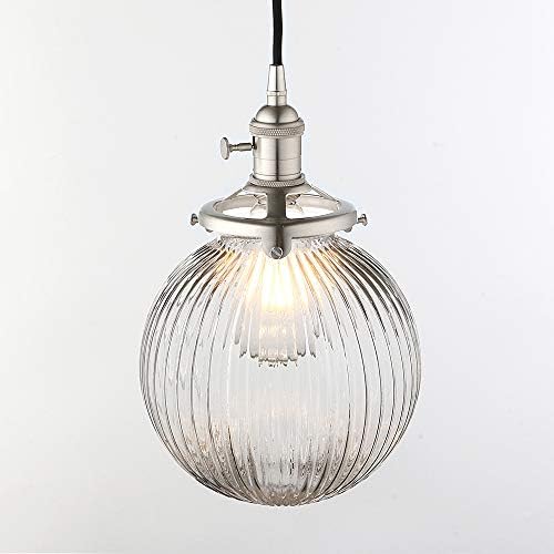 Yosoan Industrial Ribbed Glass Globe Pendant Light – Brushed Brass
