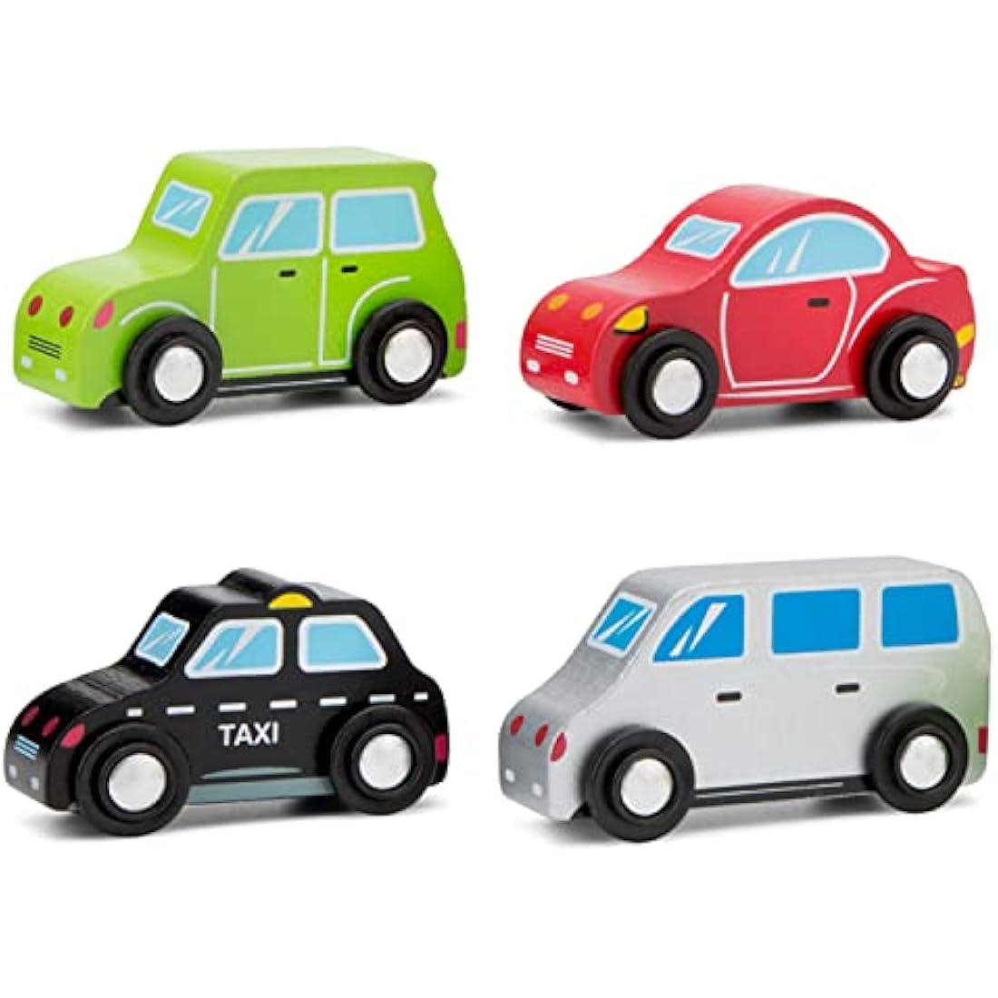 New Classic Toys Wooden Vehicles Set – 4 Colorful Toddler Sportcars
