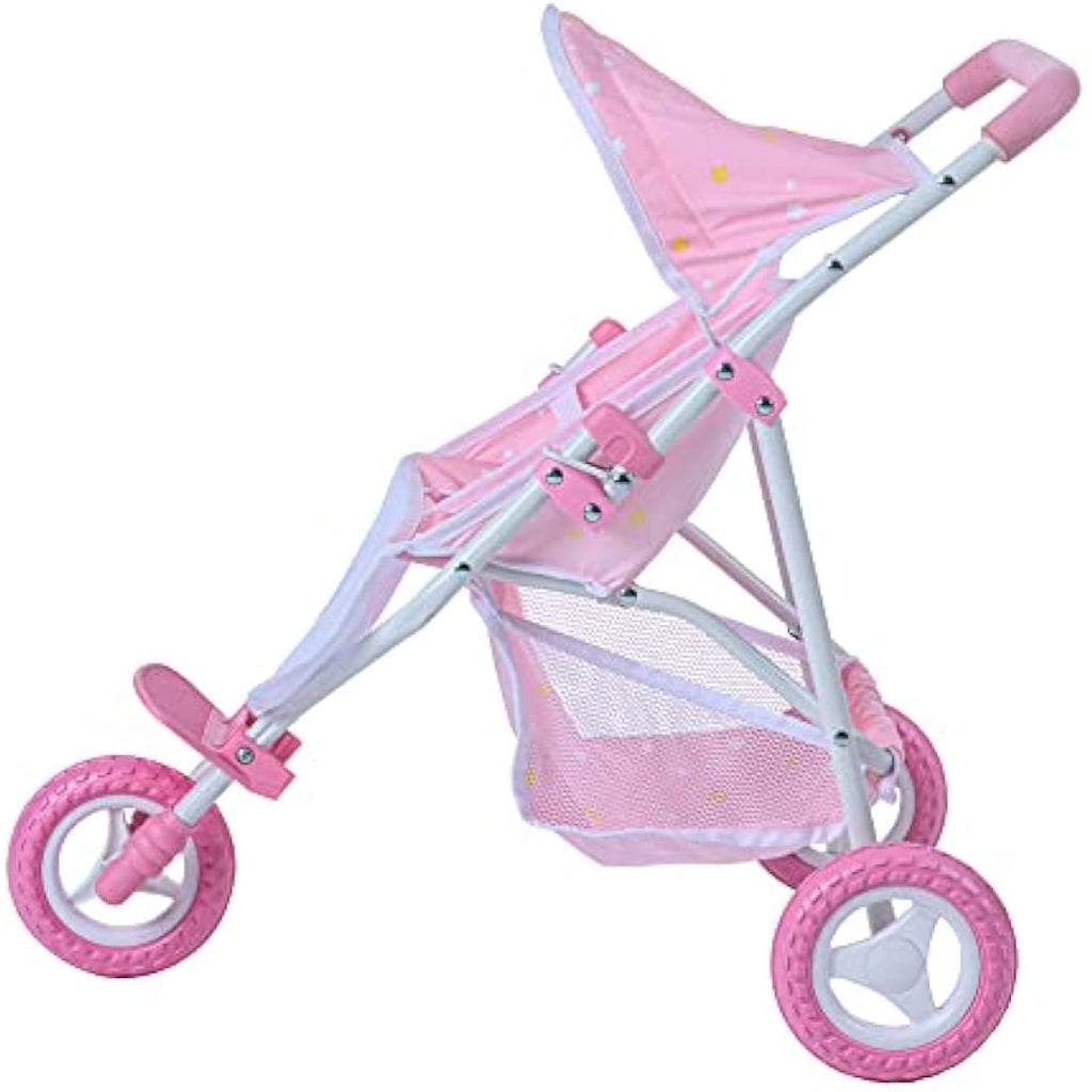 Olivia's Little World Twin Baby Doll Stroller – Pink Stars Pram