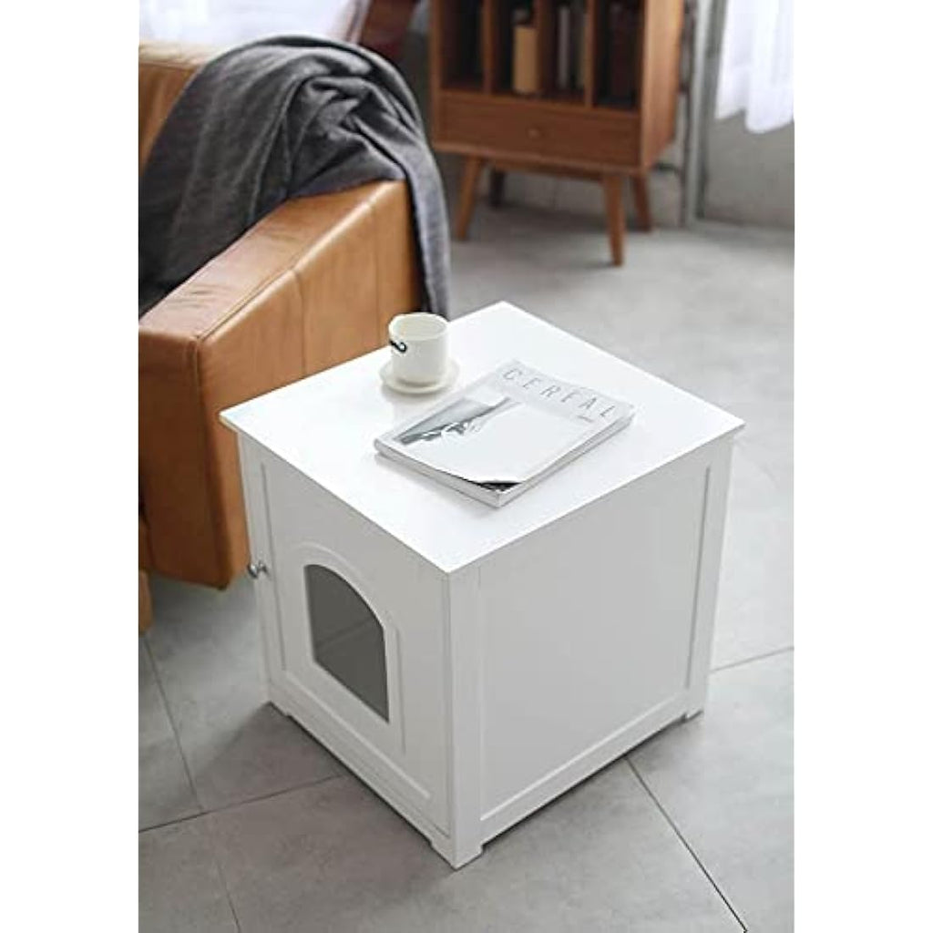 Zoovilla Kitty Litter Loo – Hidden Litter Box Furniture Enclosure, White