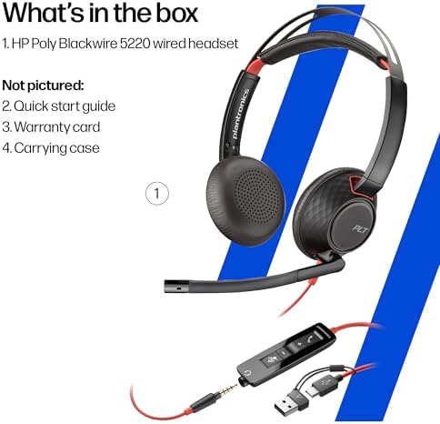 Poly Blackwire 5220 Wired Headset | Noise-Canceling USB-C & 3.5mm
