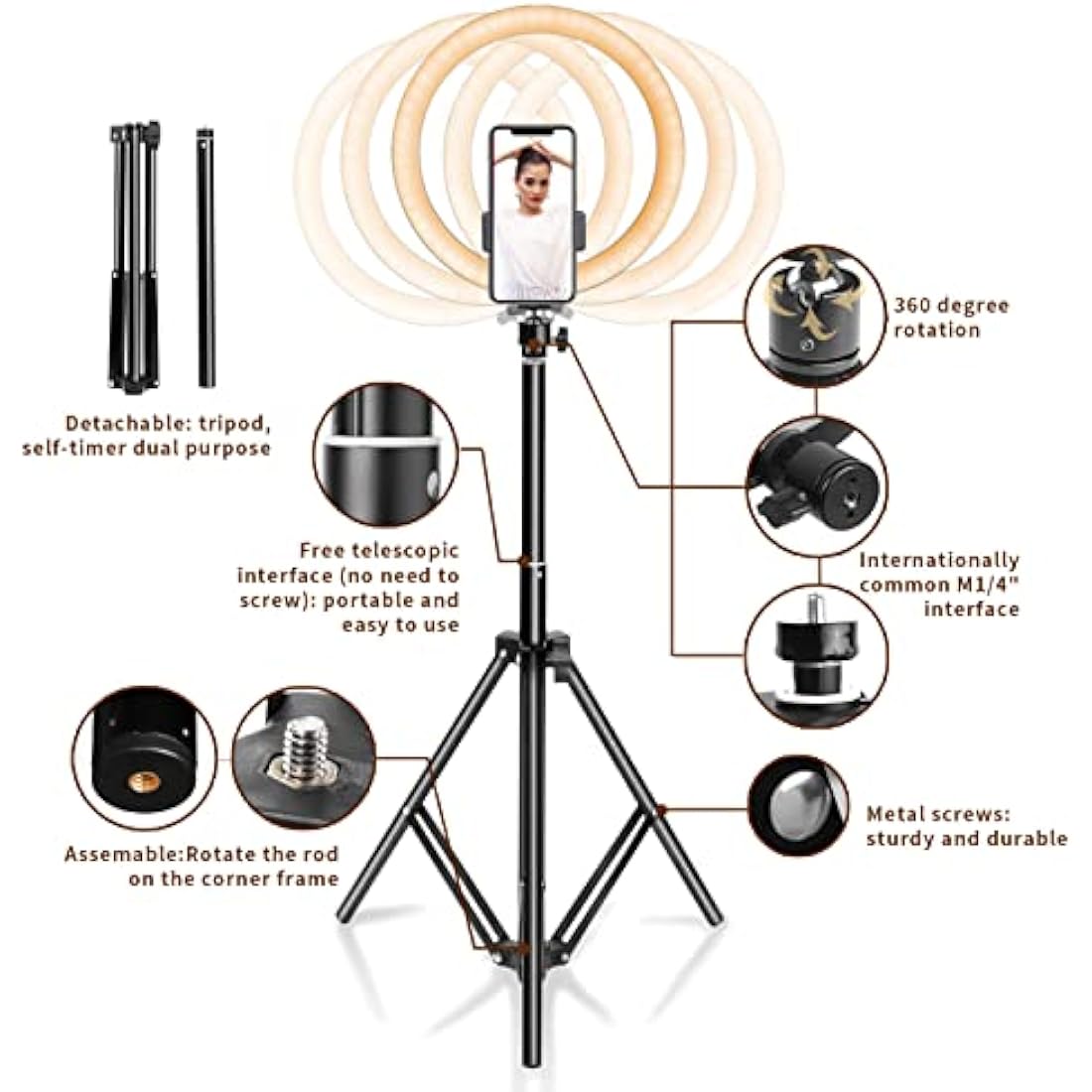 AIXPI 10" Ring Light with 67" Tripod Stand and Phone Holder