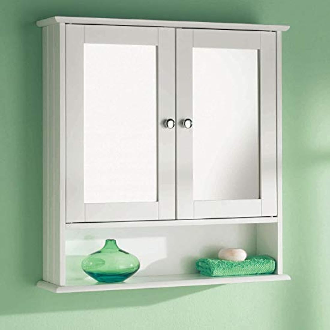 Taylor & Brown White Double Mirrored Door Bathroom Wall Cabinet