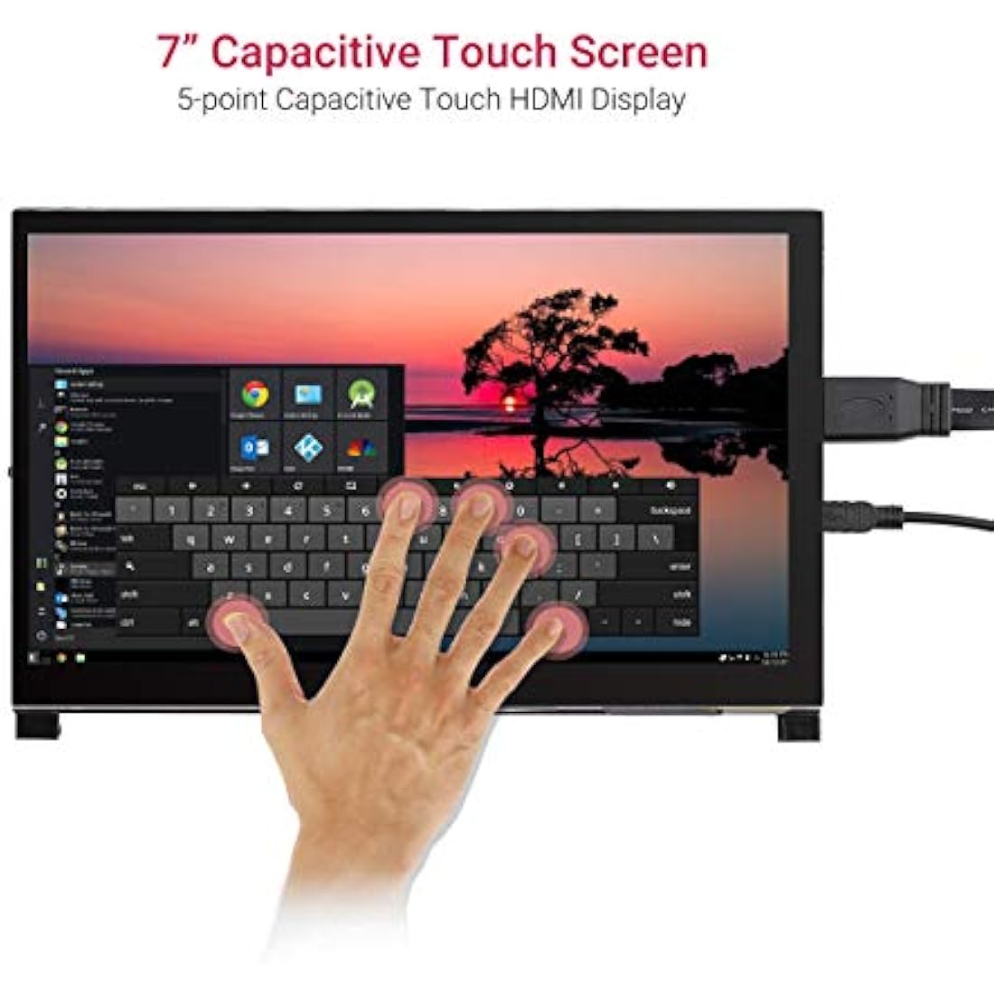 ELECROW 7 Inch IPS Touchscreen Monitor – 1024x600 Raspberry Pi Display