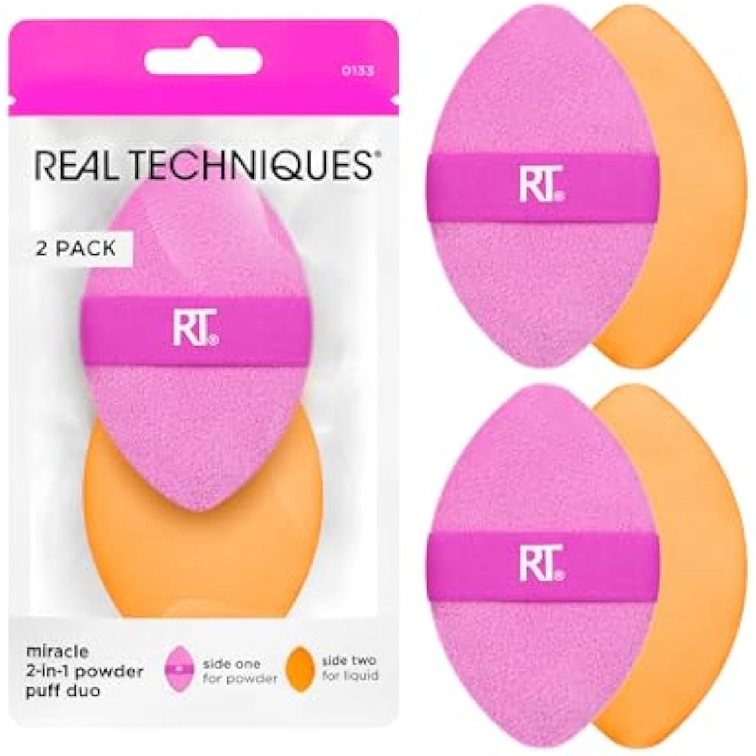 Real Techniques Miracle 2-In-1 Powder Puff – Dual-Sided, 2 Count