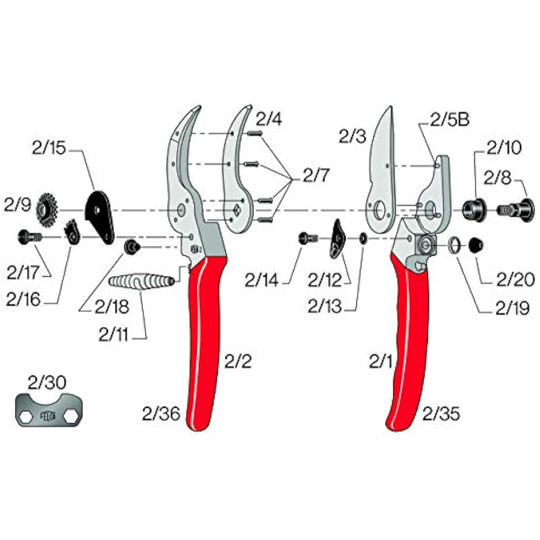 FELCO 2 Pruning Secateurs – Heavy Duty Steel Shears for Large Hands