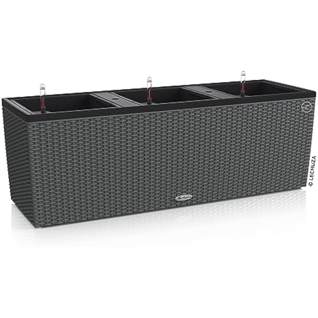 Lechuza TRIO Cottage 30 Self-Watering Planter | Rattan Look - Granite