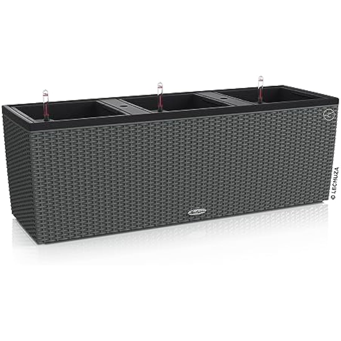 Lechuza TRIO Cottage 30 Self-Watering Planter | Rattan Look - Granite