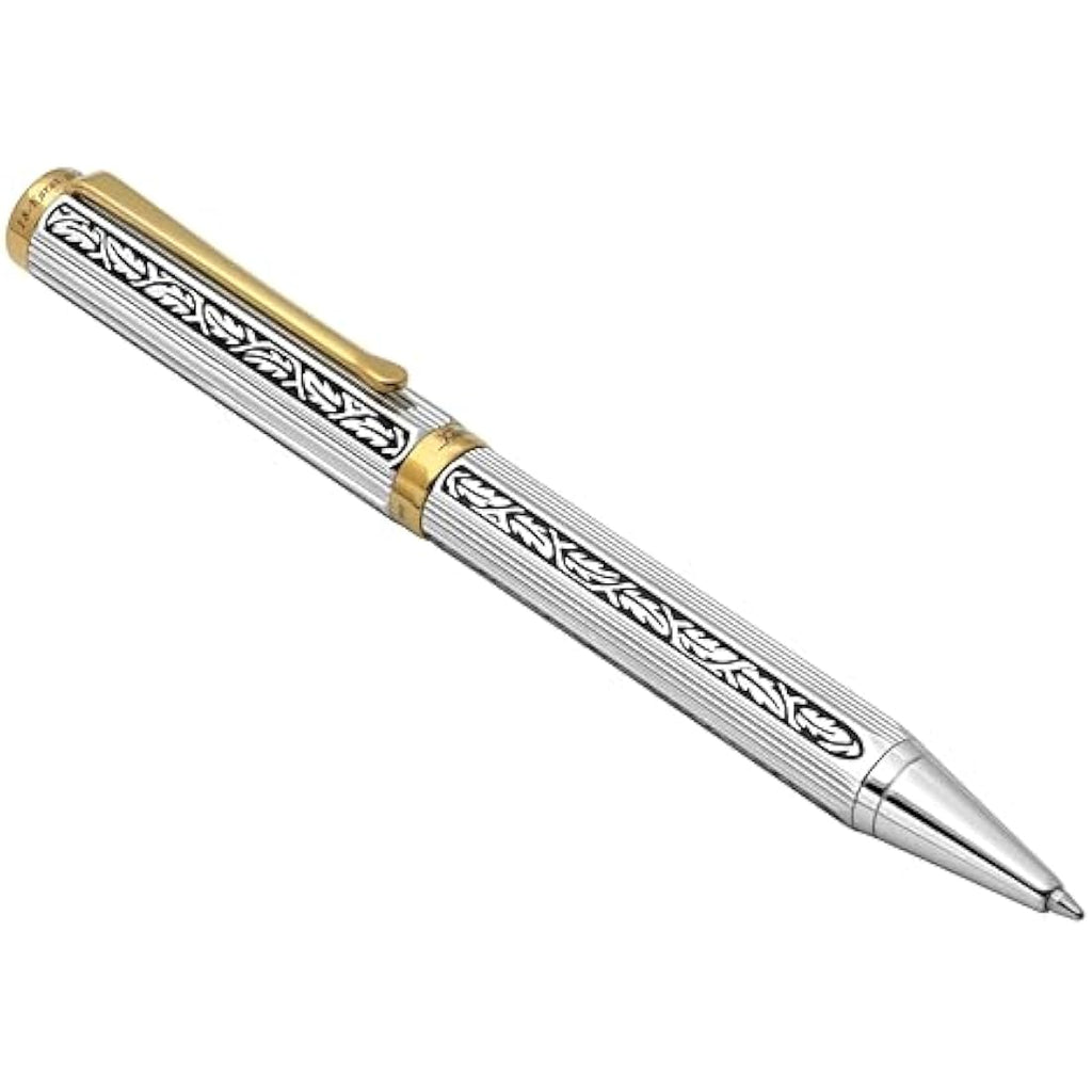 Xezo Legionnaire Chrome Ballpoint Pen | Diamond-Cut Engraved Brass