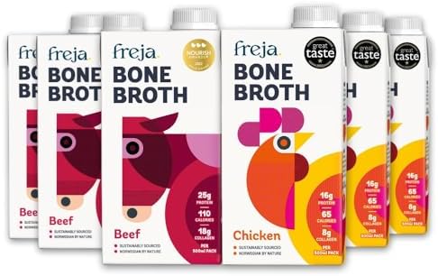 Freja Mixed Bone Broth Pack | Beef & Chicken | High Collagen | 6 x 500ml
