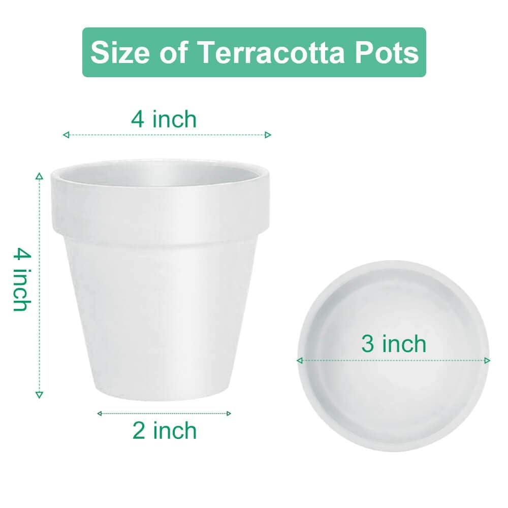 Vensovo 10cm White Clay Pots with Saucers – 6 Pack Terracotta Planters