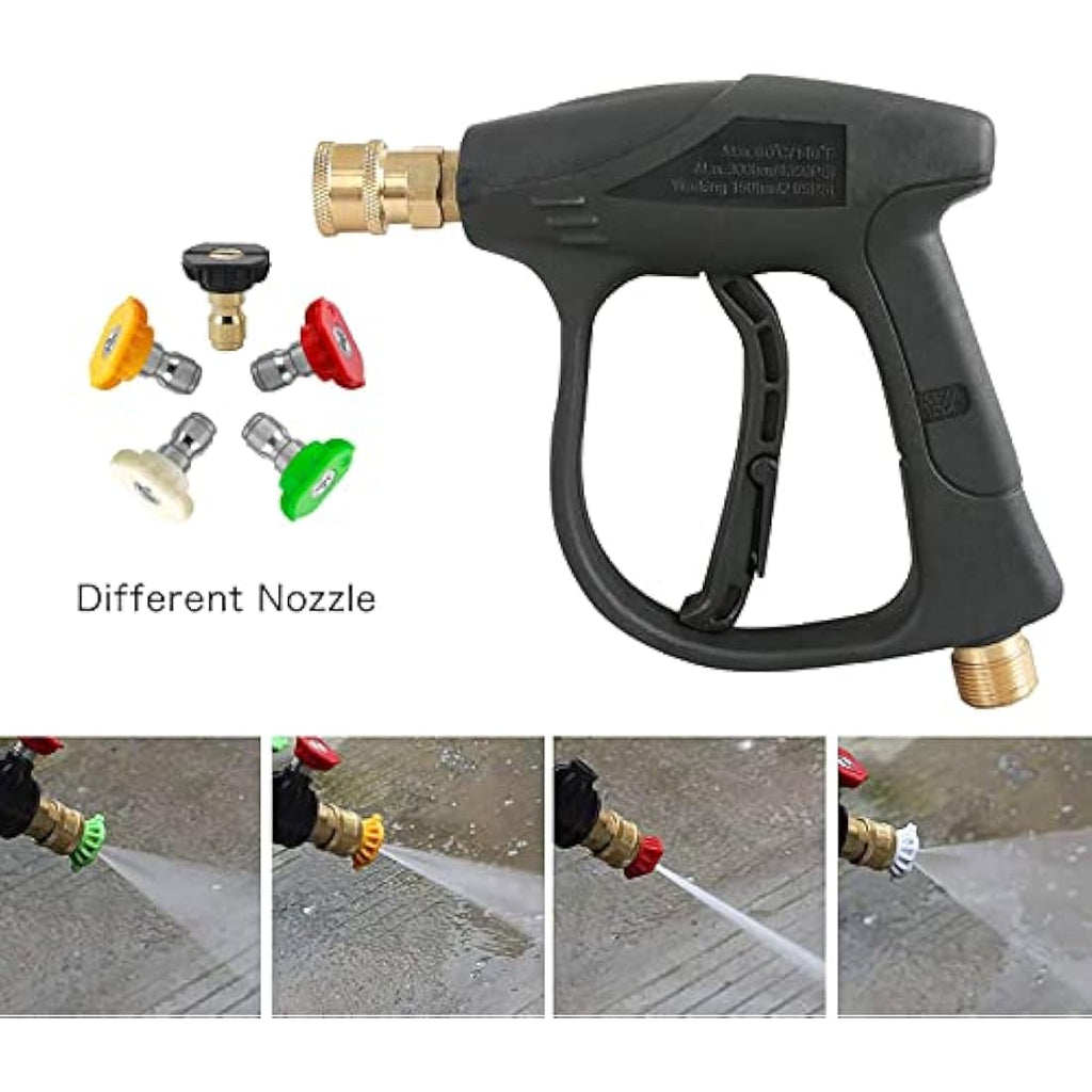 YUET High Pressure Washer Gun | 4350 PSI Short Power Gun with 5 Nozzles
