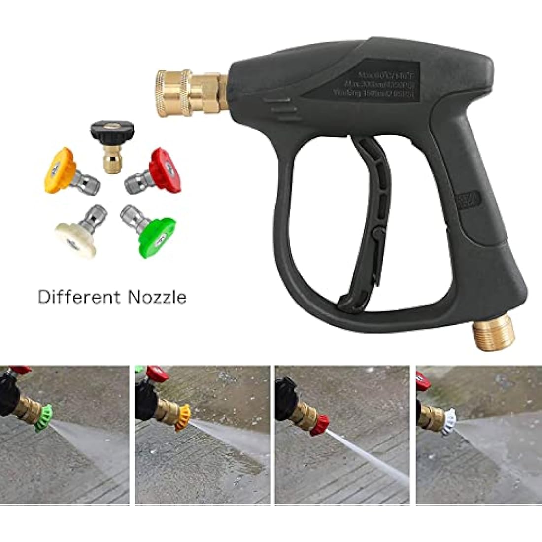 YUET High Pressure Washer Gun | 4350 PSI Short Power Gun with 5 Nozzles