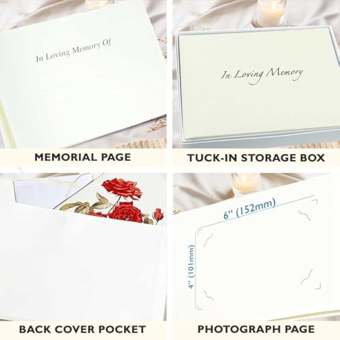 Memorial Guest Book – White Hardcover Condolence Book