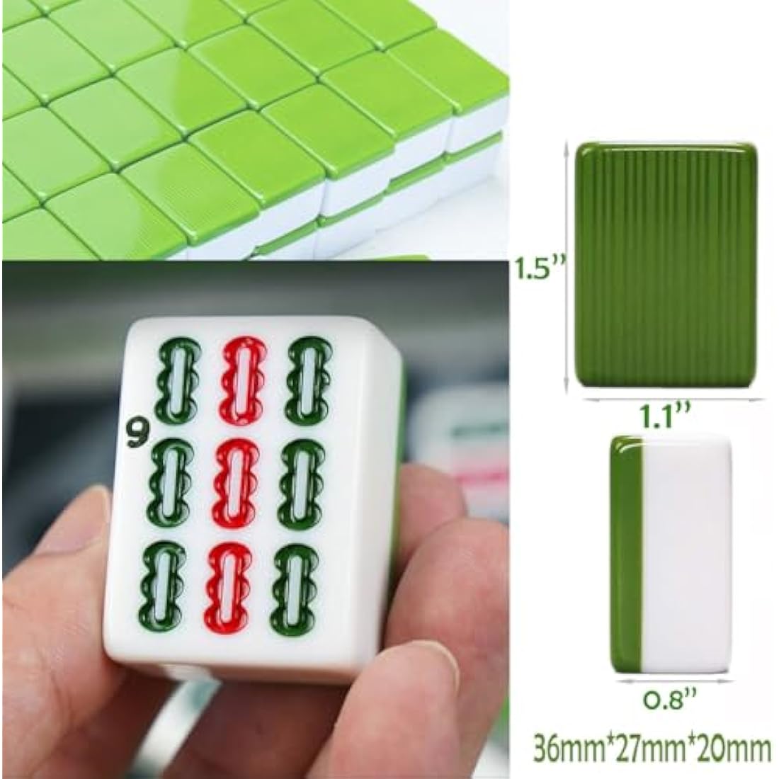 LANYOTA Chinese Mahjong Set | Large 36mm Green Tiles with Travel Case