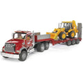 MACK Granite Truck Low Loader with JCB 4CX Backhoe Loader Toy Set