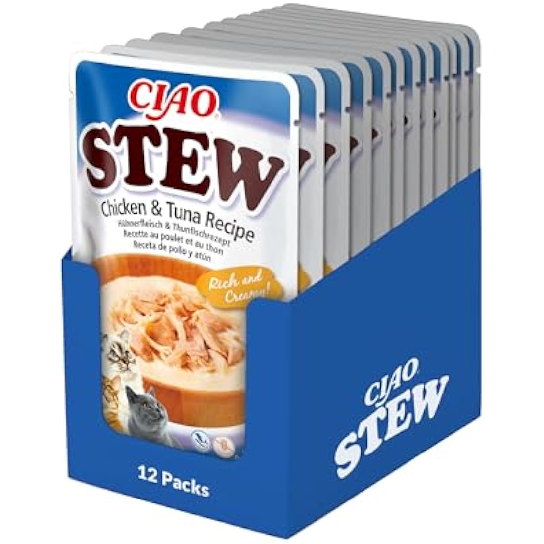 Inaba Churu Stew Grain-Free Wet Cat Food - Chicken & Tuna (12 Pack)