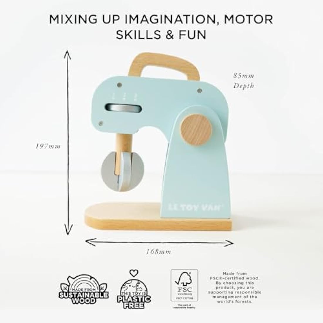 Le Toy Van Honeybake Wooden Mixer Set – Kids Pretend Play Kitchen Toy