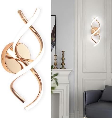 EIDISUNY LED Wall Sconce – 24W Modern Spiral Indoor Light, Cool White