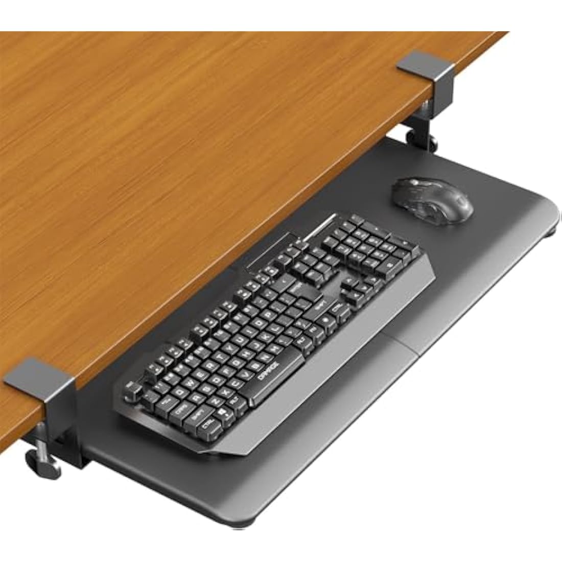 ERGOMAKER Under Desk Keyboard Tray – Sturdy Clamp Mount, 65x30cm, Black