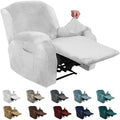 XINEAGE Velvet Recliner Slipcover | 4-Piece Stretch Chair Cover - White