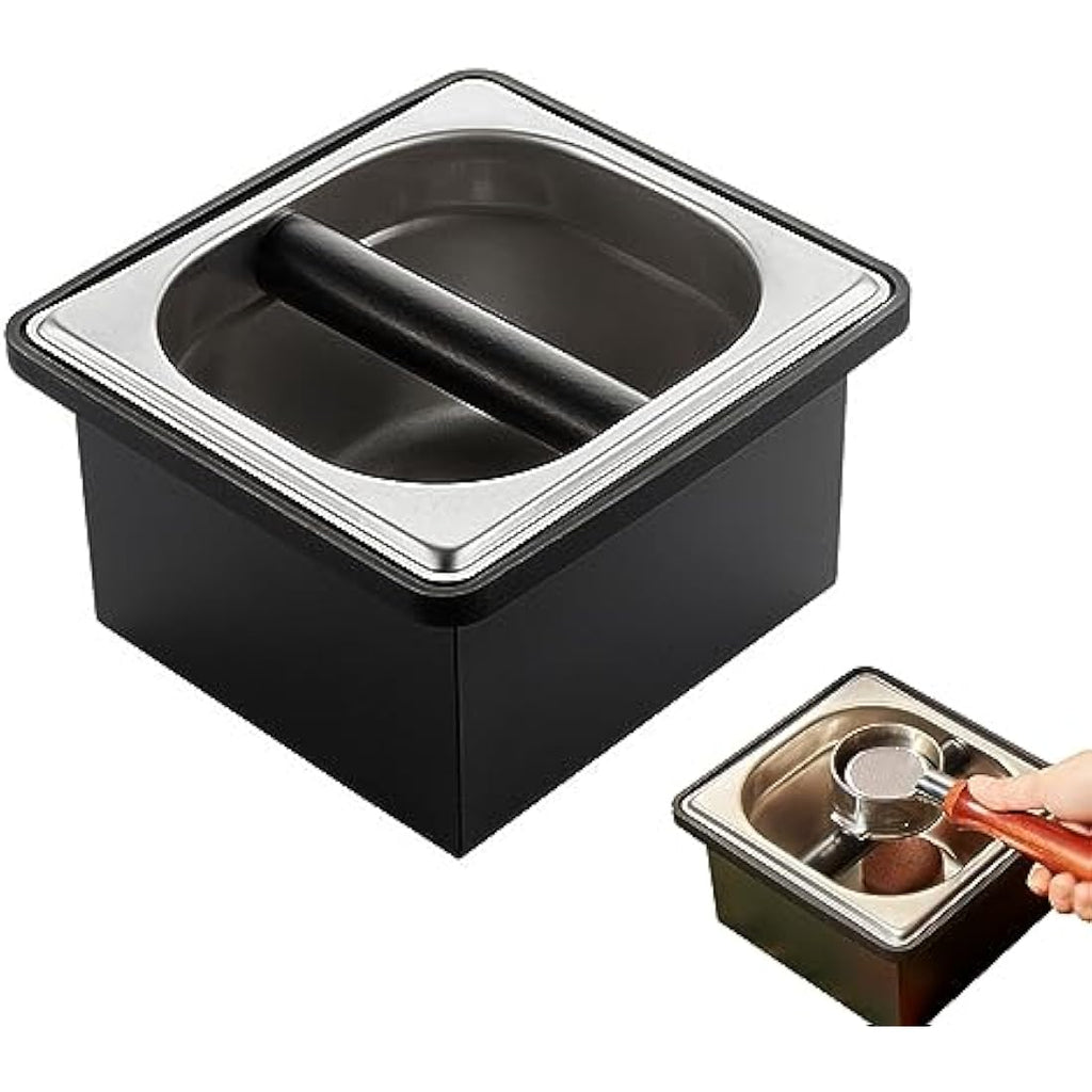 Jolof Store Stainless Steel Espresso Coffee Knock Box with Rubber Bar