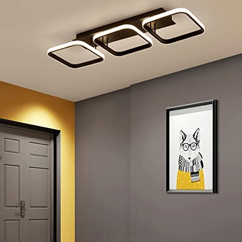 EIDISUNY Modern LED Ceiling Light – 33W Black 3-Rectangle Fixture