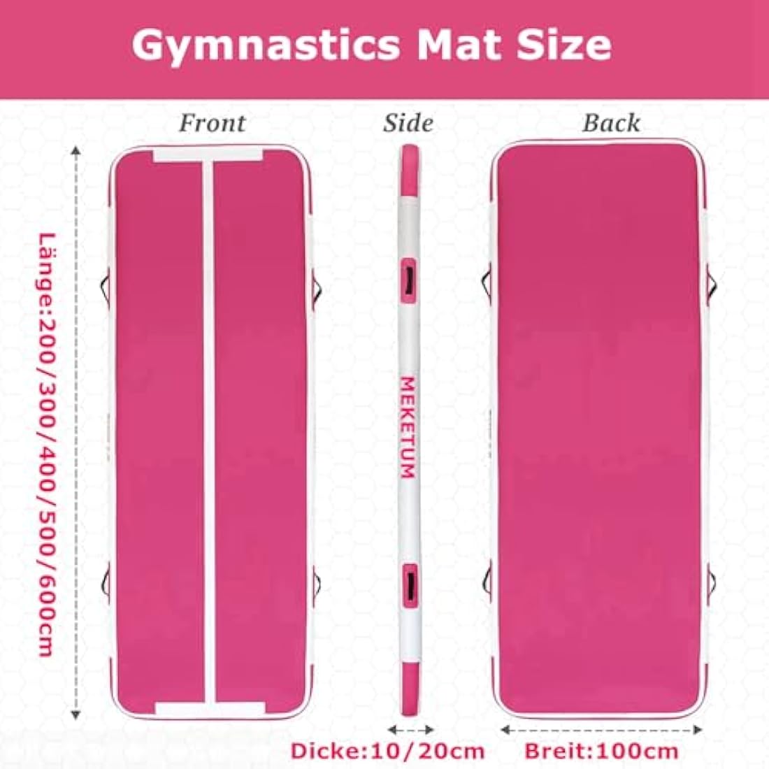 MEKETUM Inflatable Air Tumble Track Gymnastic Mat with Pump for Home Gym