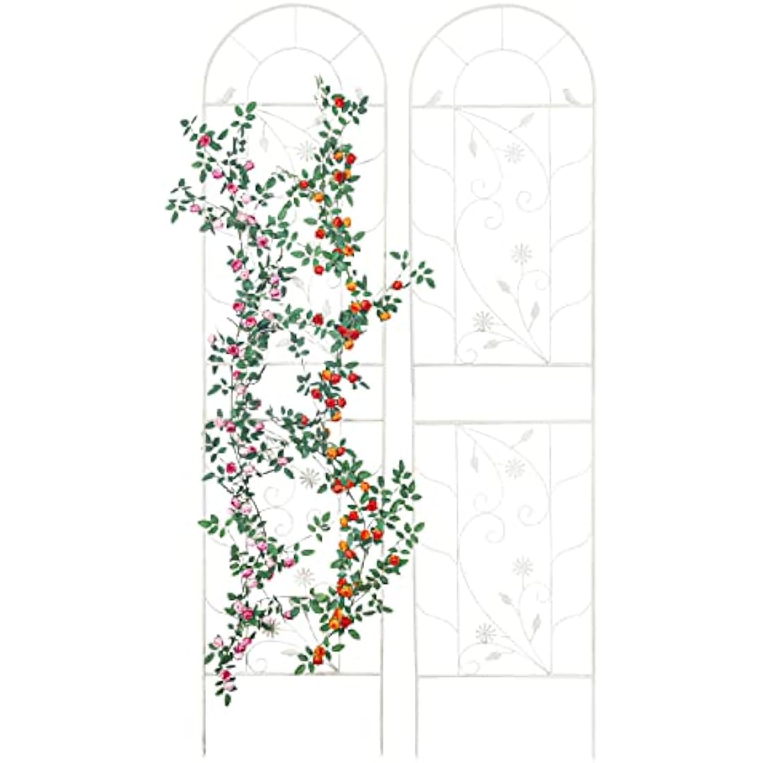 Wrought Iron Garden Trellis - 82.5 Inch White Metal 2-Pack