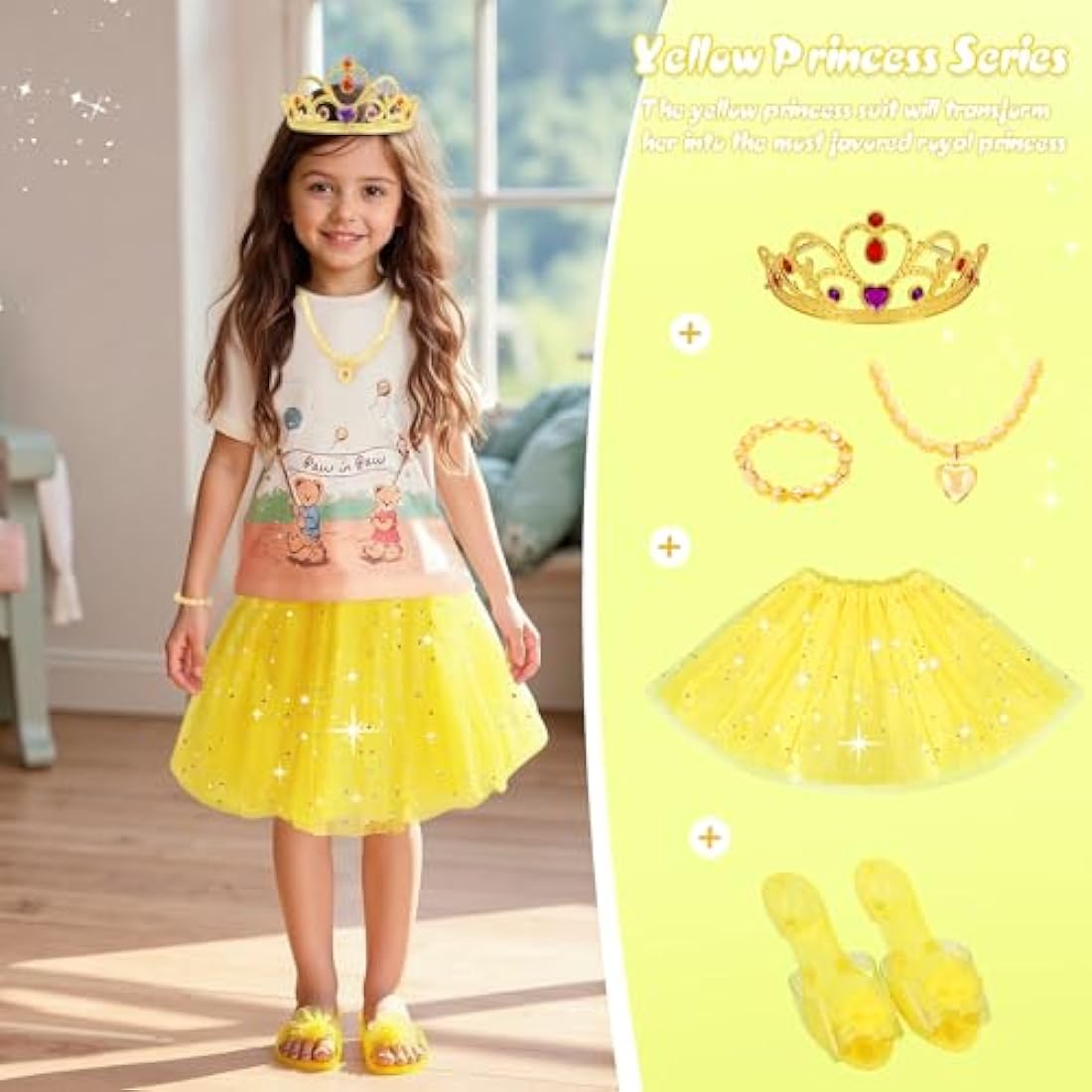 Jolof Store Princess Dress Up Set – 3 Pairs of Shoes, Skirts & Tiaras