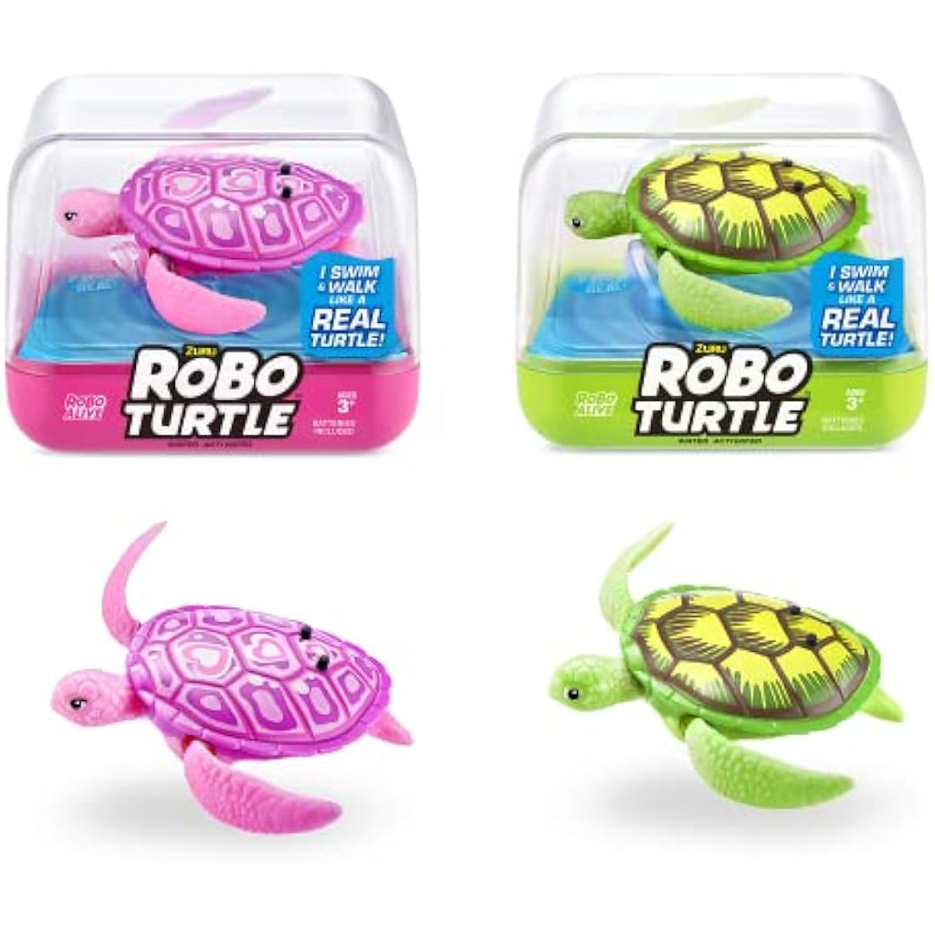 ZURU Robo Alive Robotic Swimming Turtle Bath Toy - 2 Pack, Green & Pink