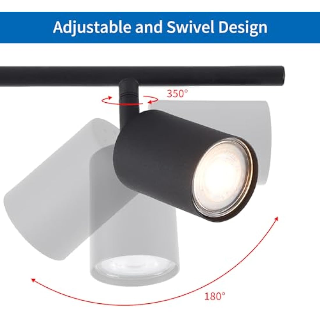 ANWIO 4-Way Black GU10 Ceiling Spotlight | Adjustable Industrial Metal Bar