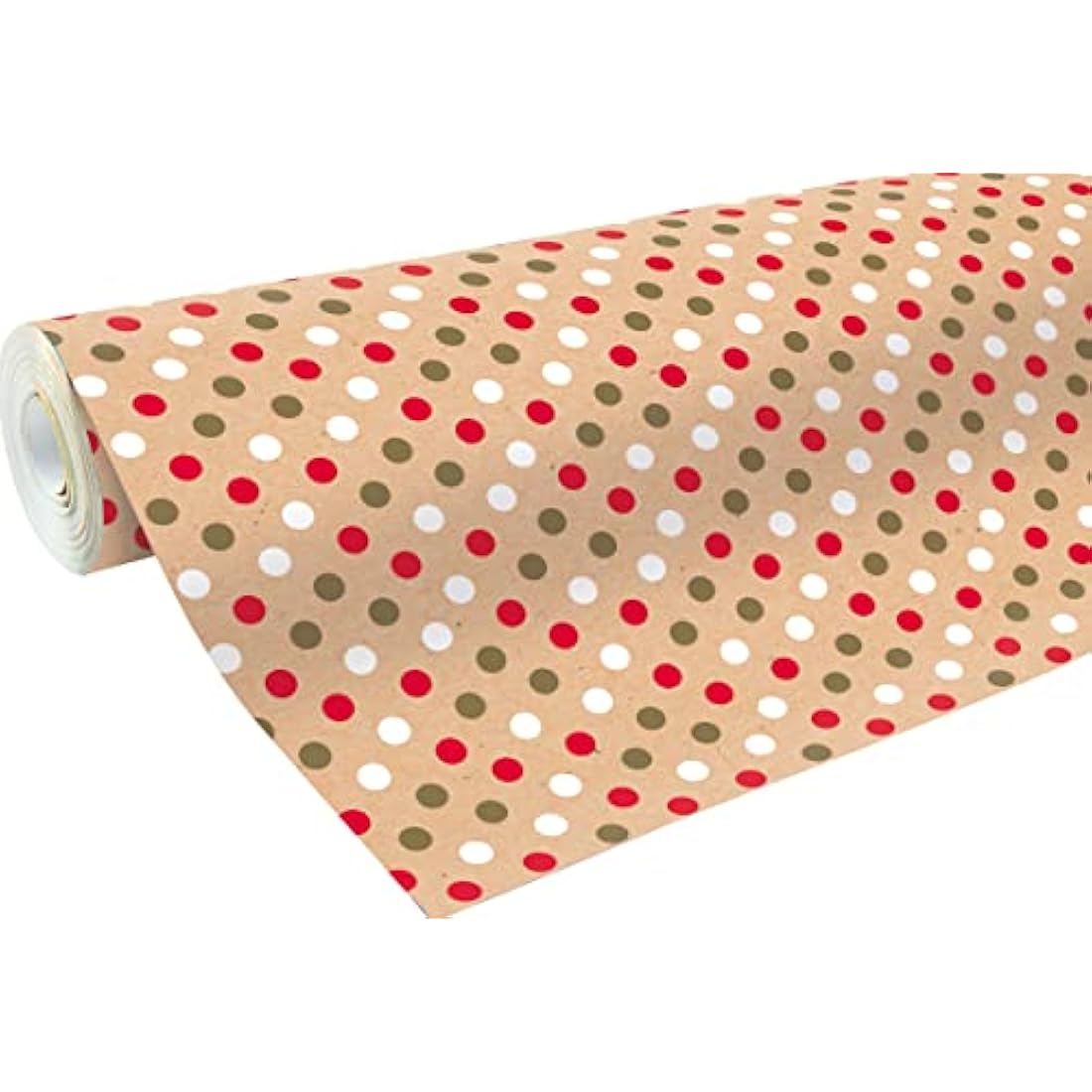 Clairefontaine Recycled Kraft Gift Wrap Roll – Red & Gold Dots – 50m