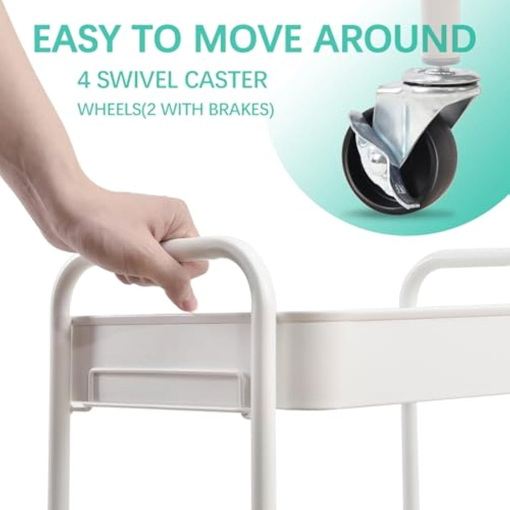KINGRACK 3-Tier Metal Rolling Utility Cart | Tool-Free Storage Trolley
