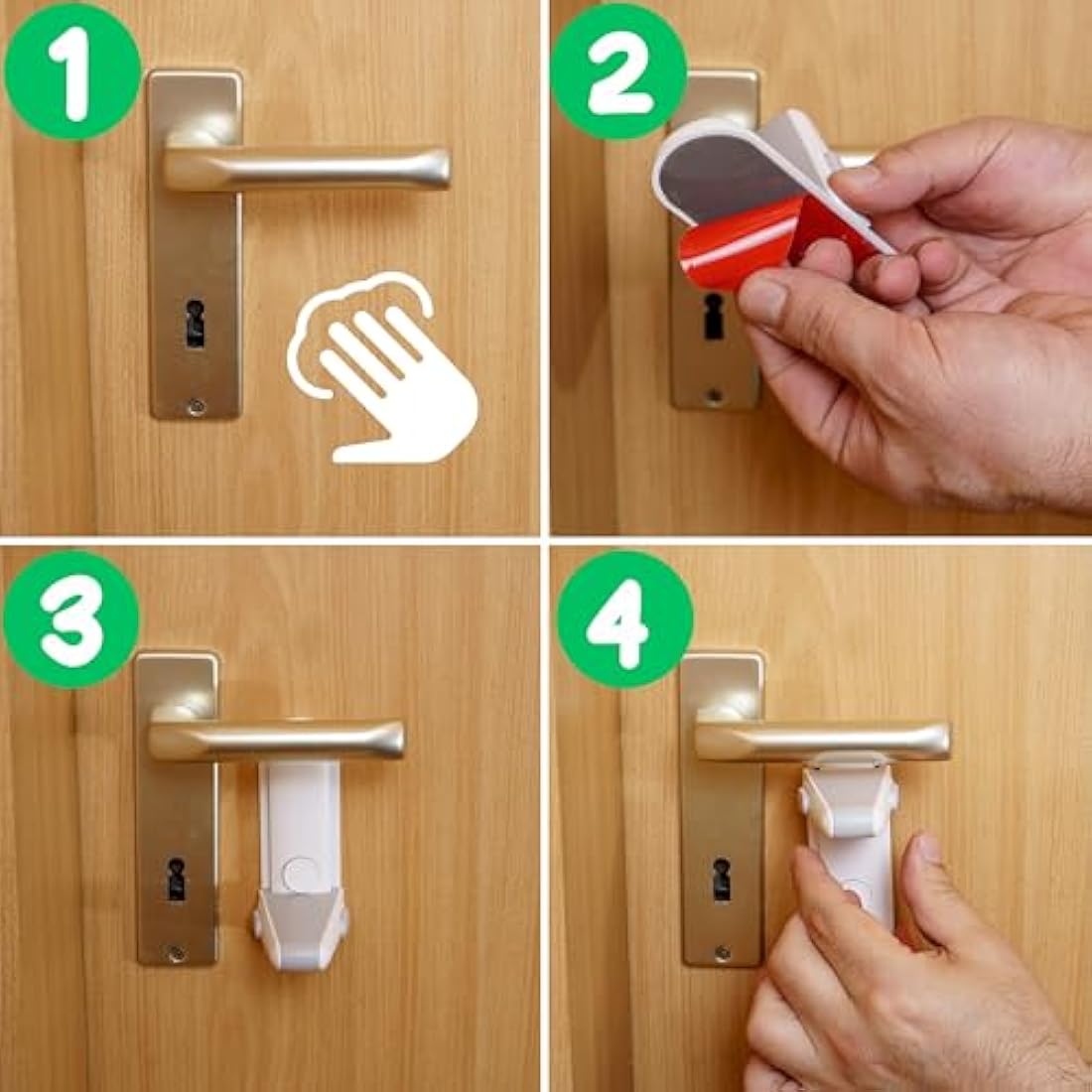 Child Proof Door Lever Lock – 2 Pack White Safety Latch