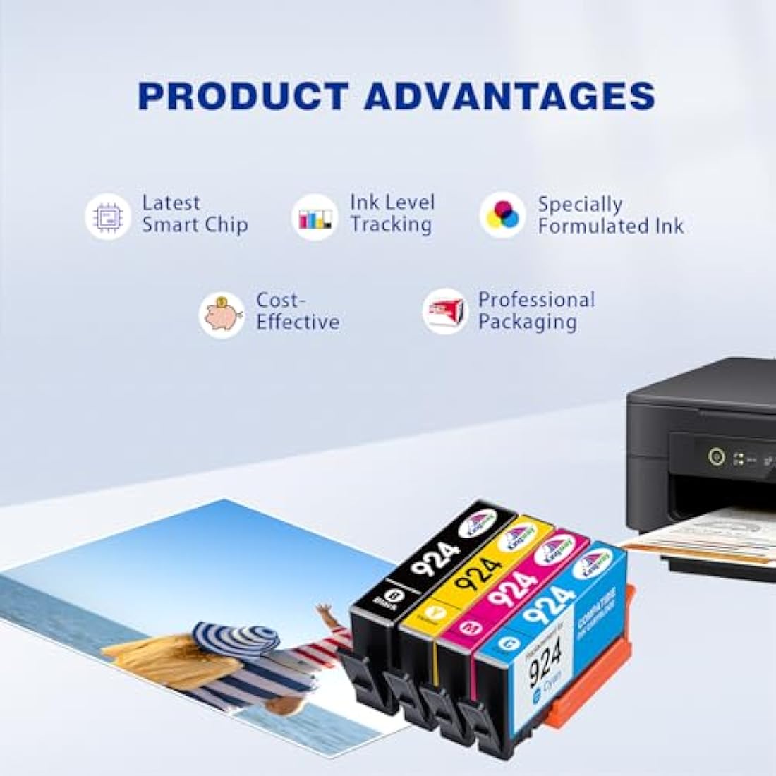 Kingway 924 Ink Cartridges for HP OfficeJet Pro 8120e 8130e | 4-Pack No Chip