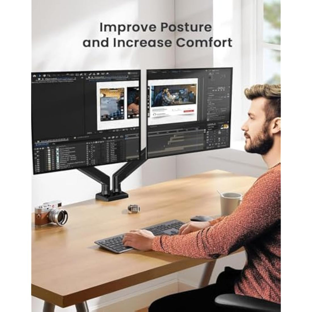 ErGear Dual Monitor Arm Desk Mount | 17–32 Inch Screens | VESA 75/100mm