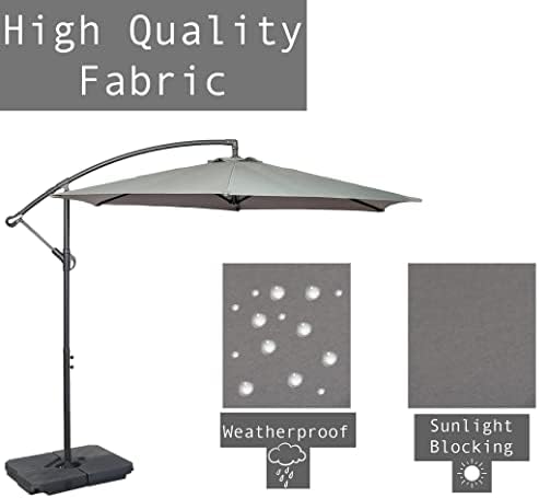 GardenCo 3m Cantilever Banana Parasol with Base & Cover – Grey