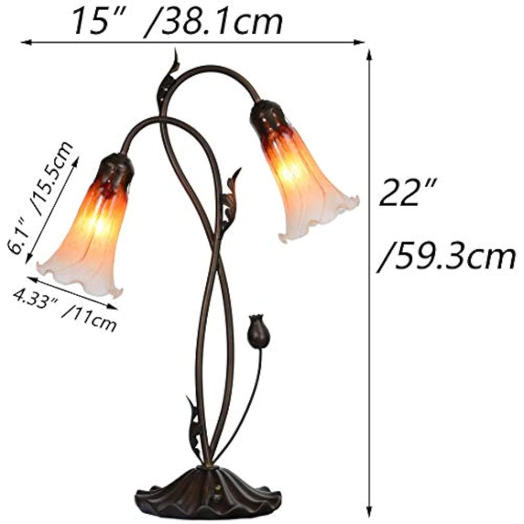 Lily Flower Blown Glass Table Lamp – 2-Light Orange Accent
