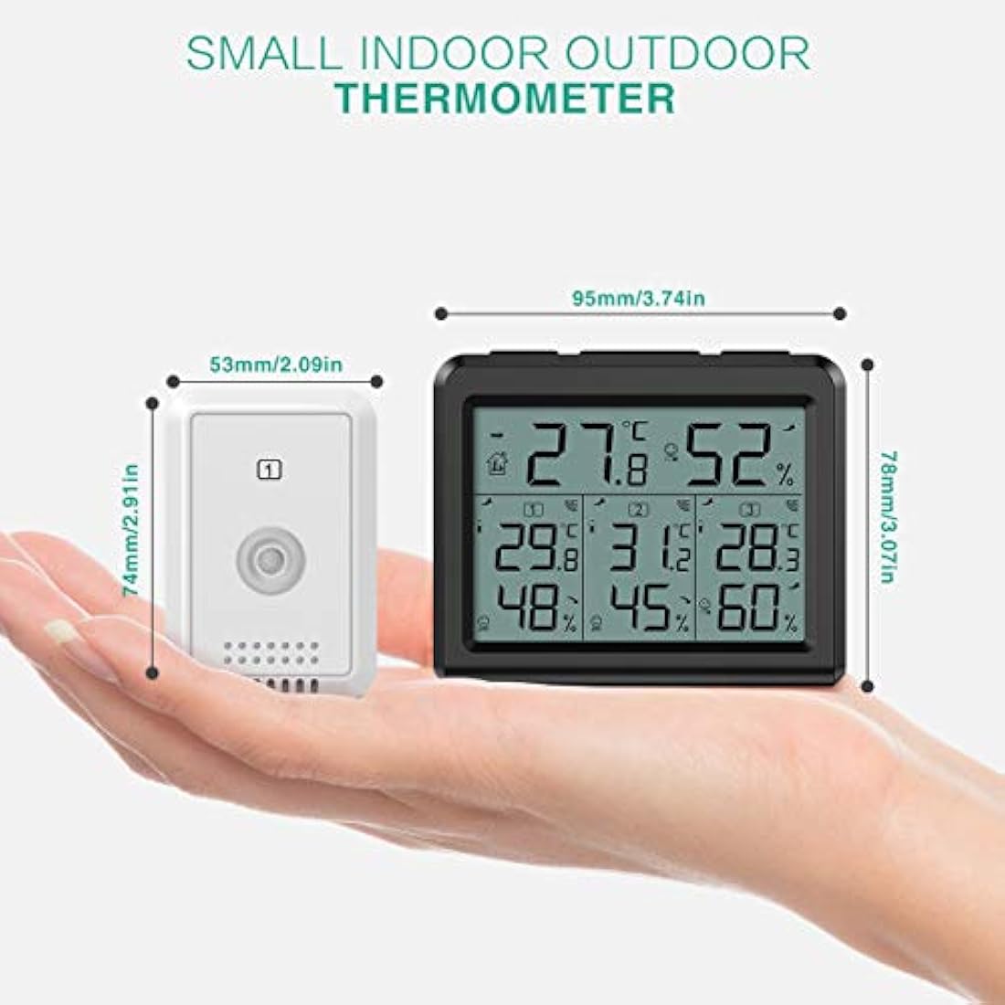 ORIA Wireless Digital Thermometer Hygrometer with 3 Remote Sensors
