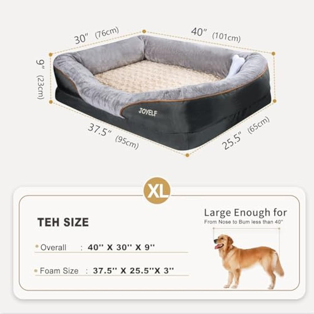 JOYELF XL Orthopedic Memory Foam Dog Bed – Waterproof Washable Sofa