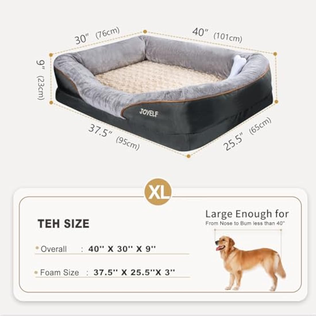 JOYELF XL Orthopedic Memory Foam Dog Bed – Waterproof Washable Sofa