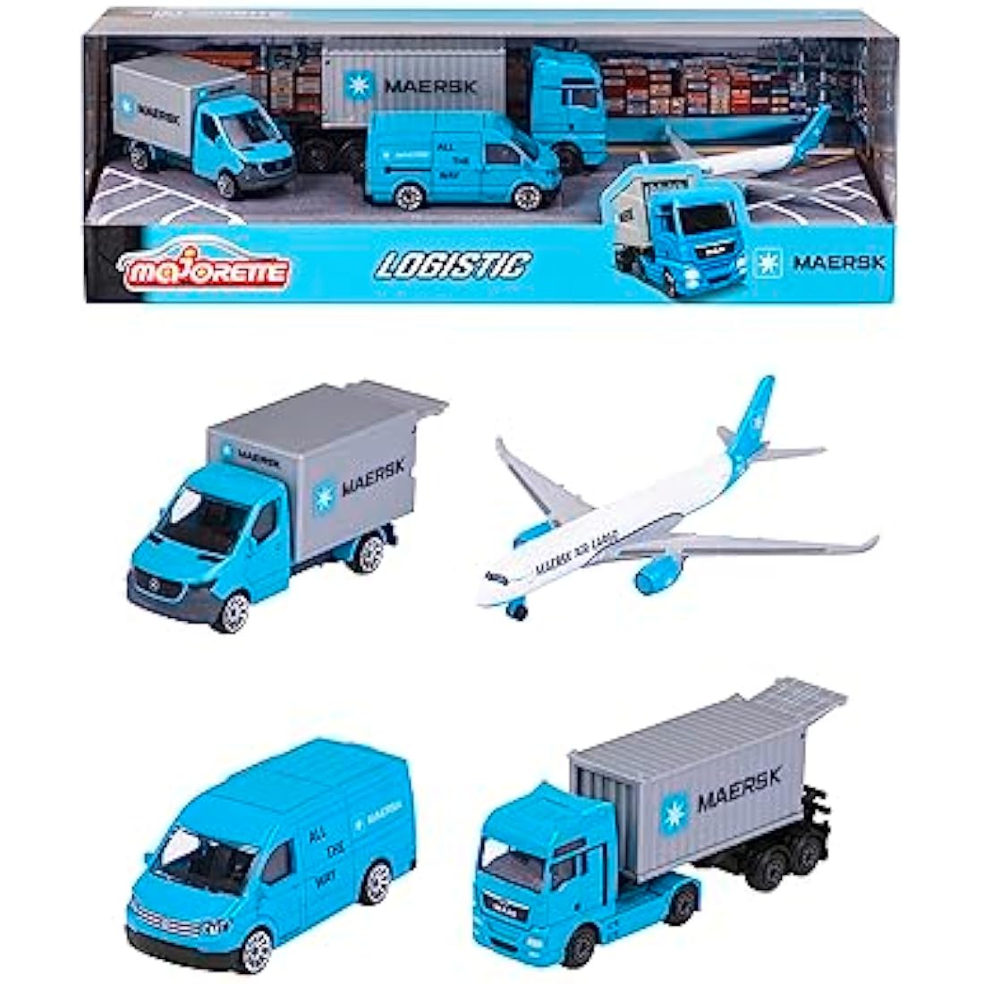 Majorette Maersk Transport Gift Set – 4 Die-Cast Model Vehicles